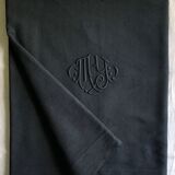 Old sheet in pure washed linen tinted in charcoal black