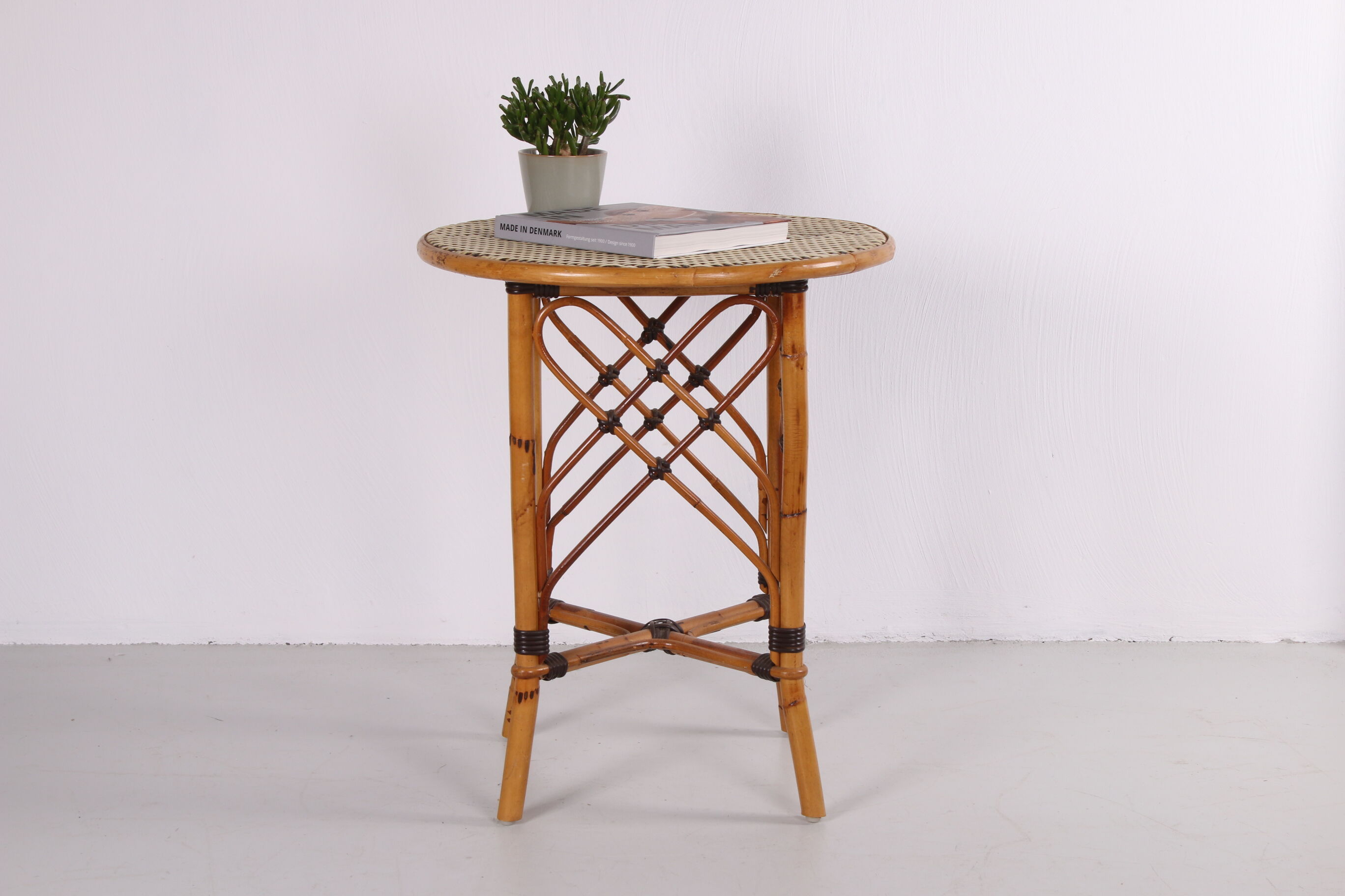 Vintage rattan table bamboo Bohemian style