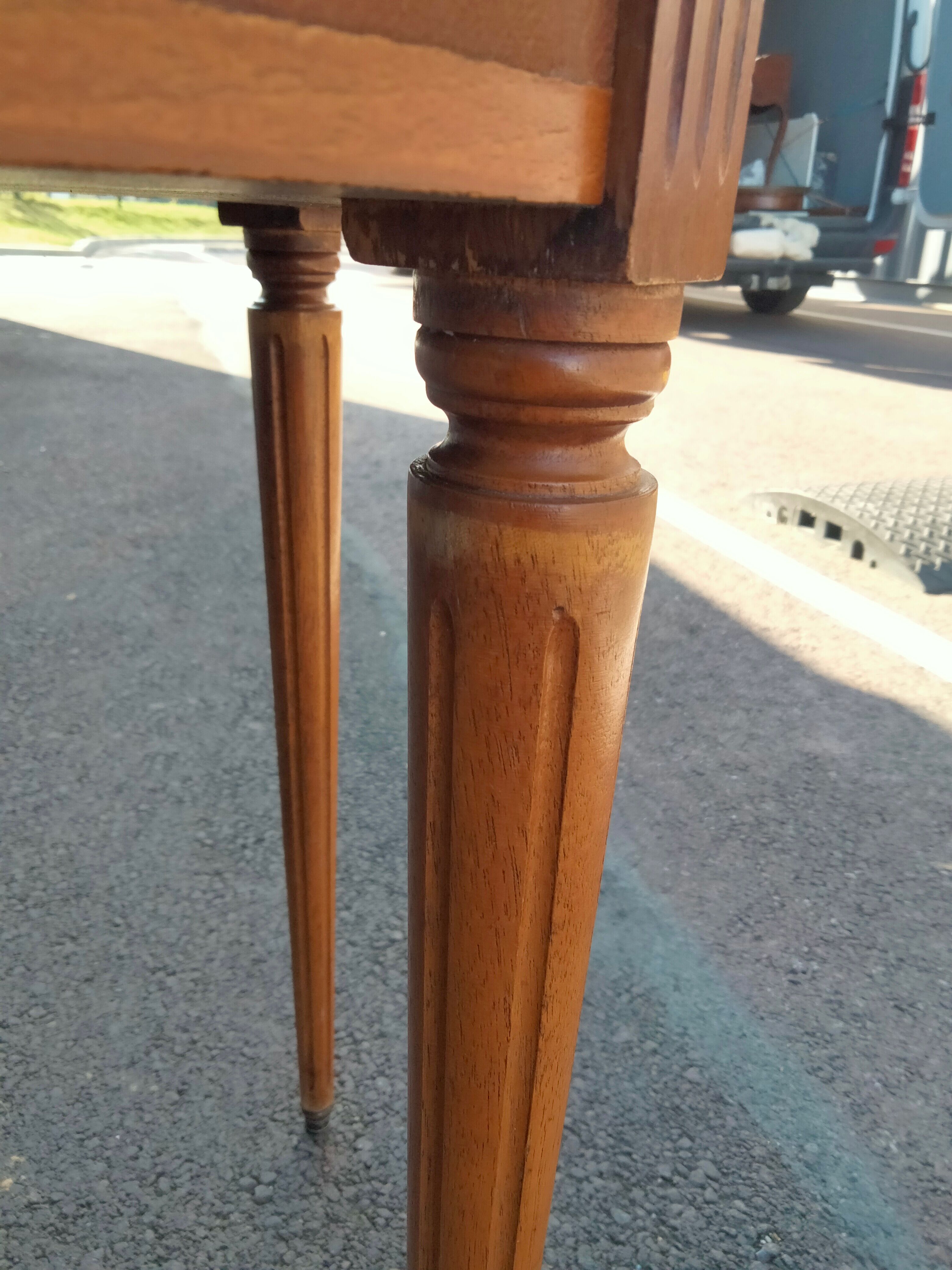 High table old hot water bottle Louis XVI style with marble top