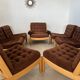 Old modular living room 7 armchairs and vintage Scandinavian design coffee table from the 60s