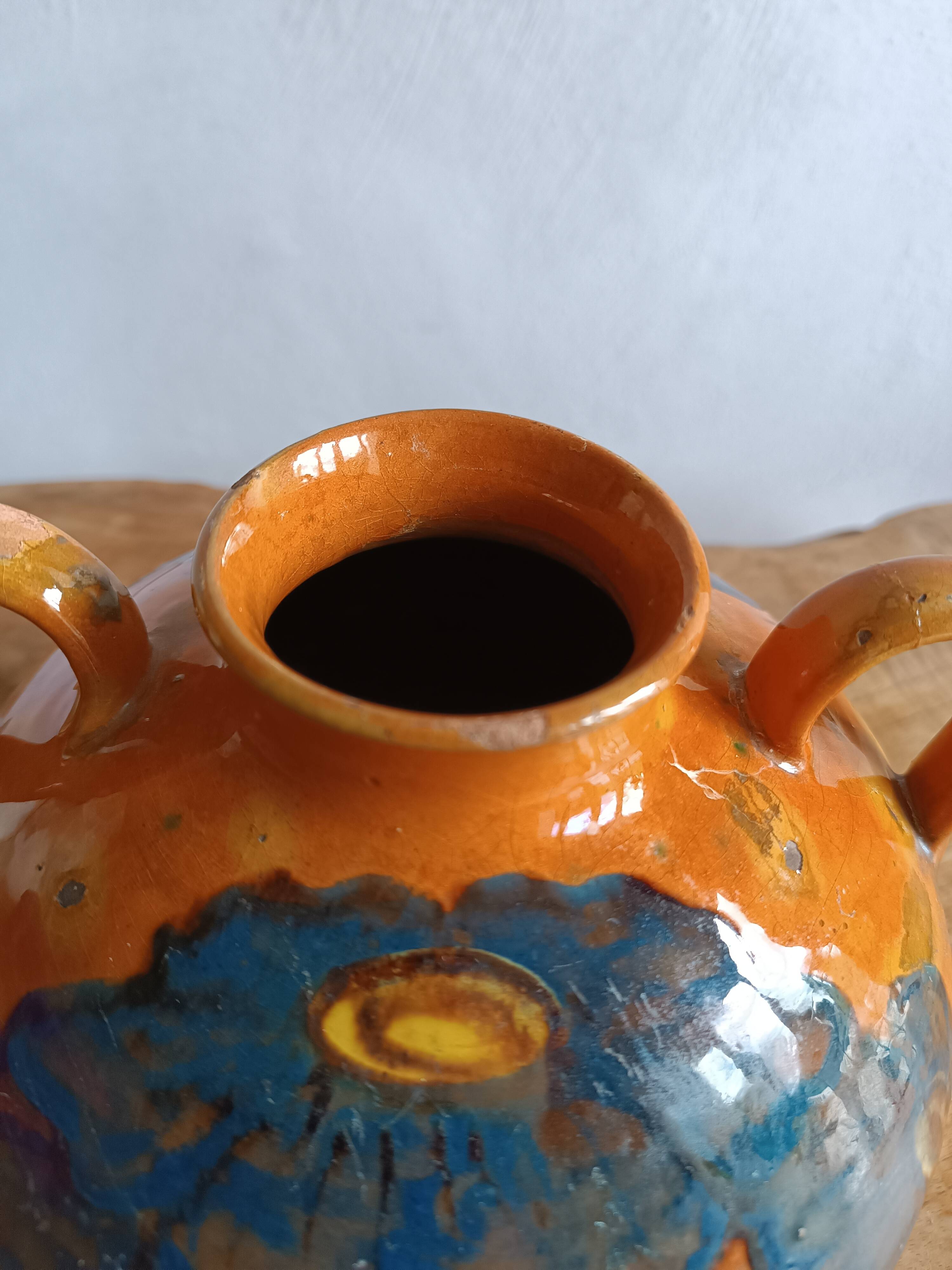 Emile SIMONOD (1893-1977) Glazed ceramic vase with handles Savoie France