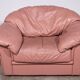 Ensemble de salon italien vintage – 4 pièces en cuir rose (années 1970)