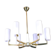 Brass and white chandelier, six opalines, Italy