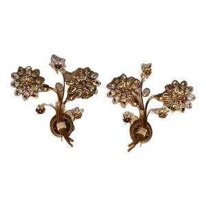 Paire d’appliques fleurs