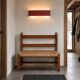 Banc avec dossier en bois assise paillée, années 70
