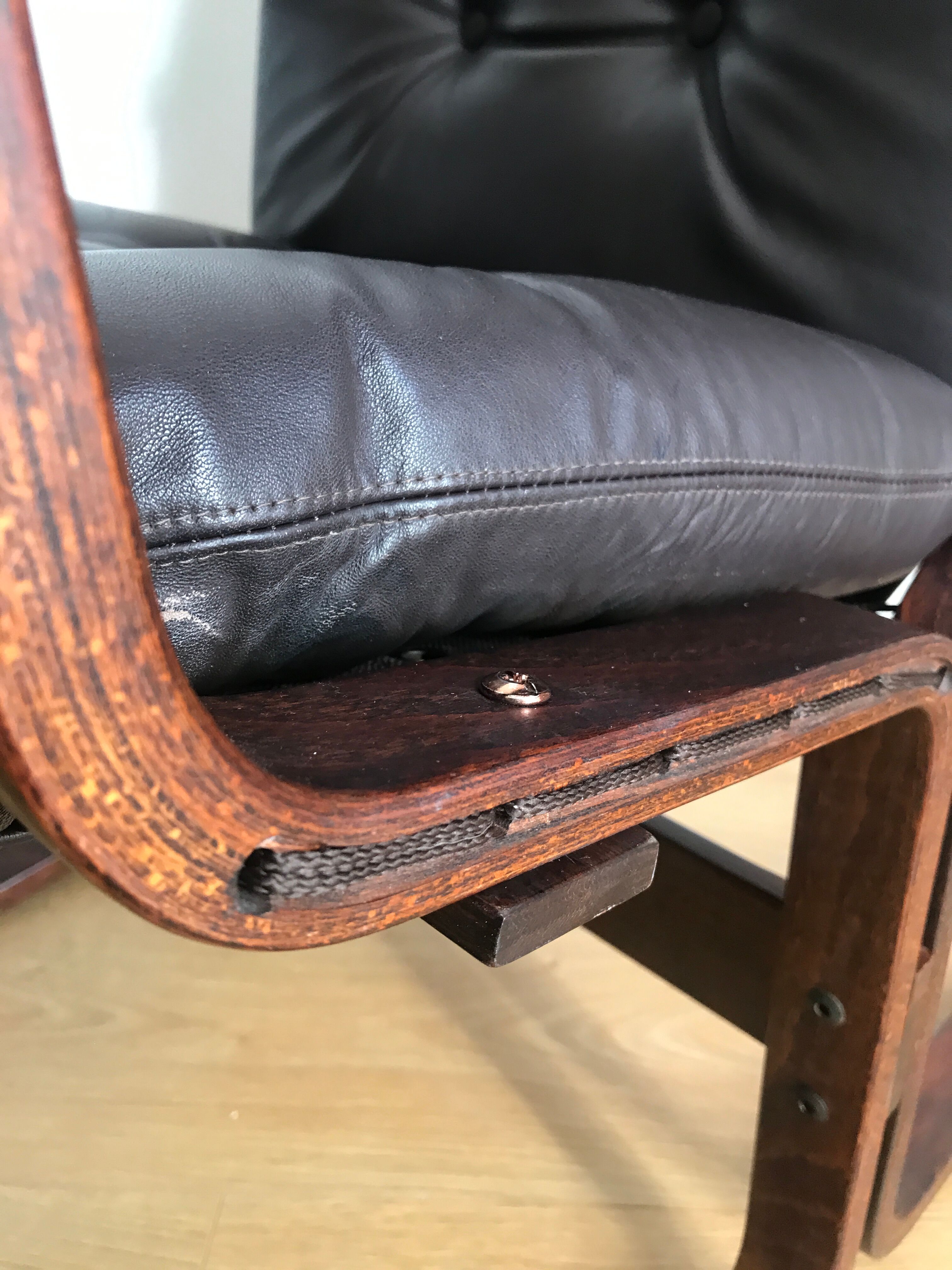 Armchair siesta brown leather by ingmar relling for westnofa