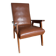 Fauteuil scandinave skaï marron et bois