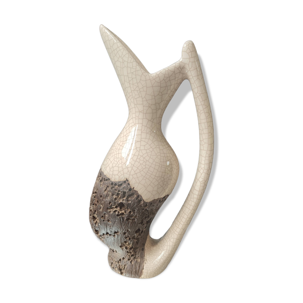 Vase Pichet ''Forme Libre'' Raku et Bois vermoulu (1960/70)