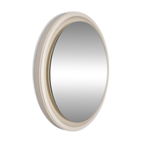 VINTAGE ROUND WALL MIRROR FROM THE 1970S IN WHITE WOOD, ITALIAN DESIGN