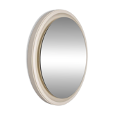 VINTAGE ROUND WALL MIRROR FROM THE 1970S IN WHITE WOOD, ITALIAN DESIGN