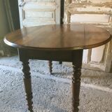 Walnut shutter table with drawer on wheels