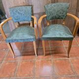 Pair of bridge armchairs in decorated skai