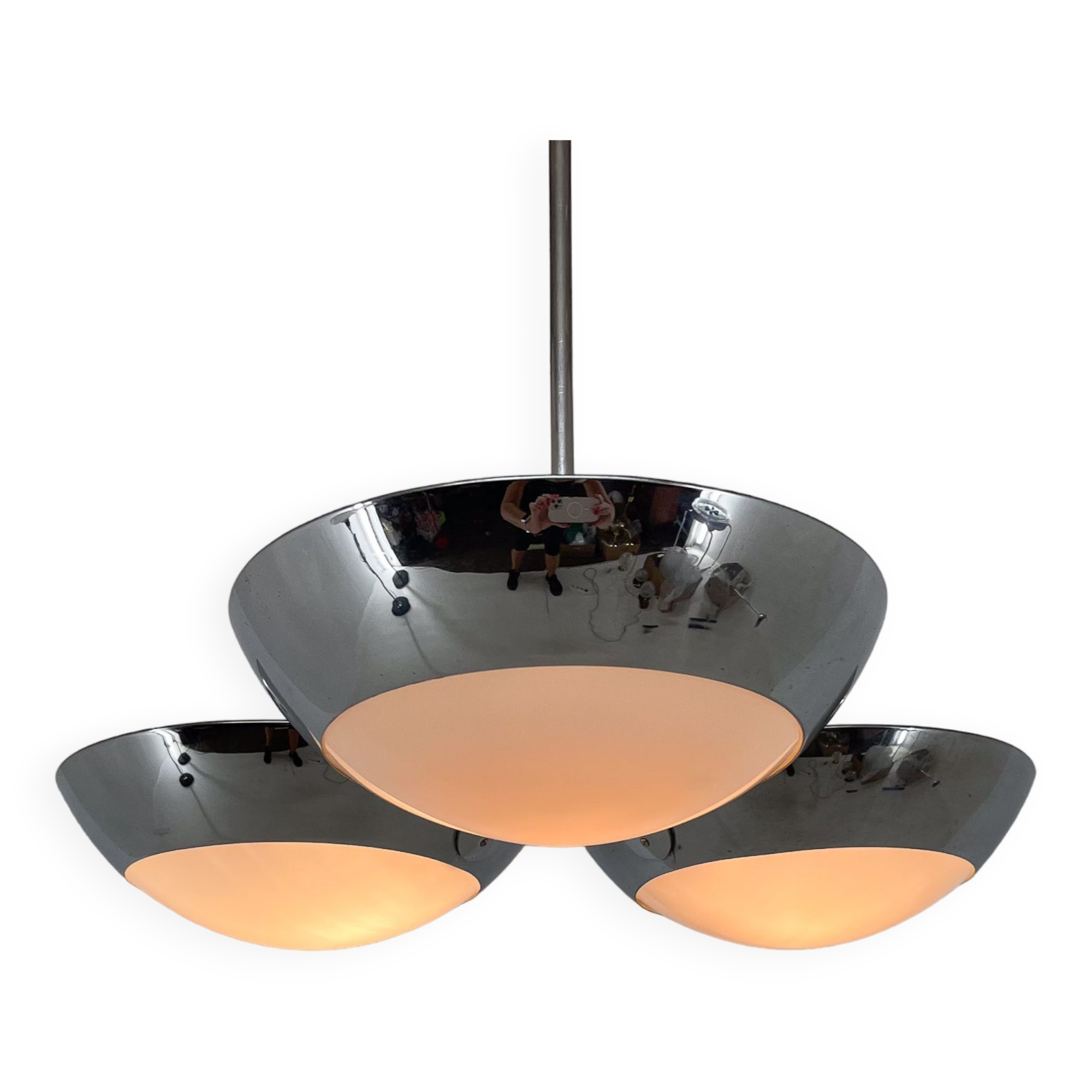 Rare Chrome-Plated Functionalist Chandelier by Zukov, 1940s