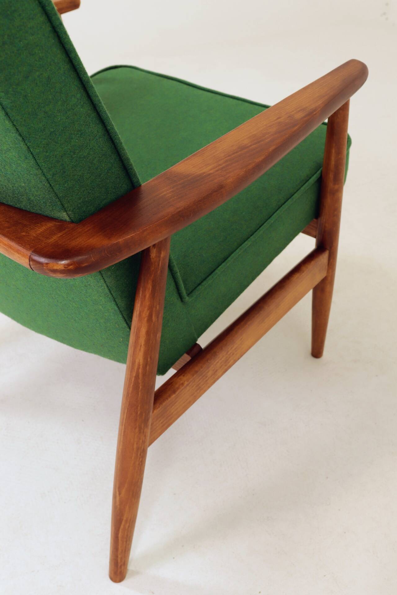 Mid Century Lounge Chair Vintage Moss Wool, Poland 1960