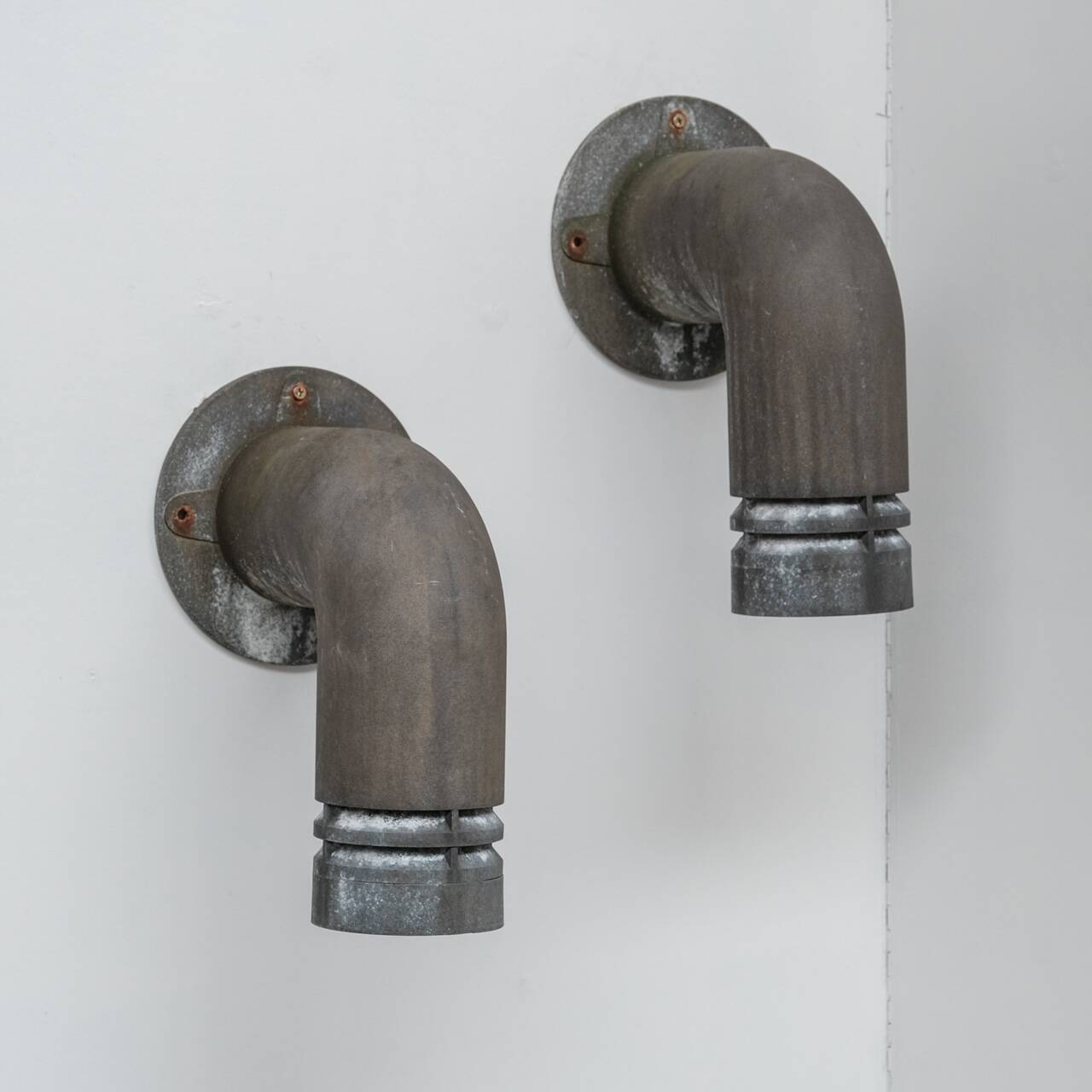 Ole Pless Jørgensen 'Pipeline' Pair of Galvanized Metal Wall Lights