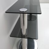Mid-century Modern Italian Chromed Steel and Smoked Glass Console, 1970s