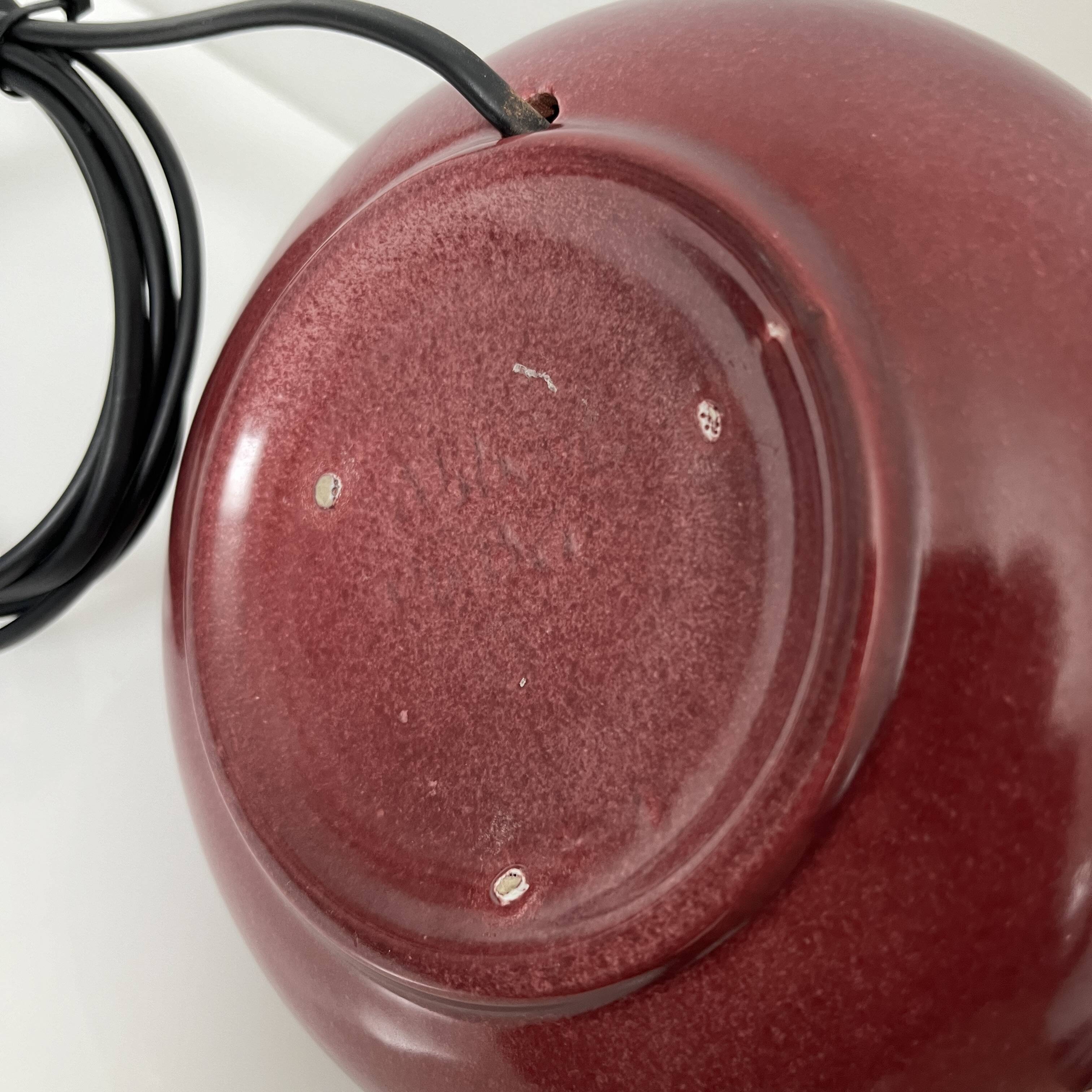 Purple ceramic lamp base in the shape of a fig from the Abbey of Bec