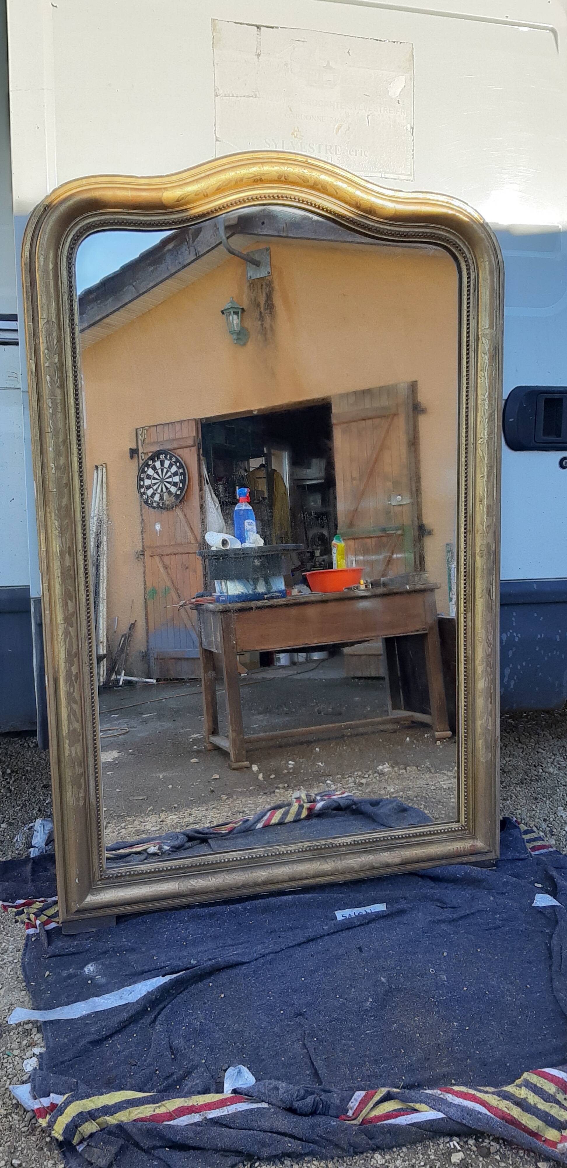 Mirror 19th , Wood and gilded stuk