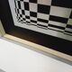 Typical silkscreen painting in kinetic checkerboard on aluminum, Italian abstract design in Vasarely style