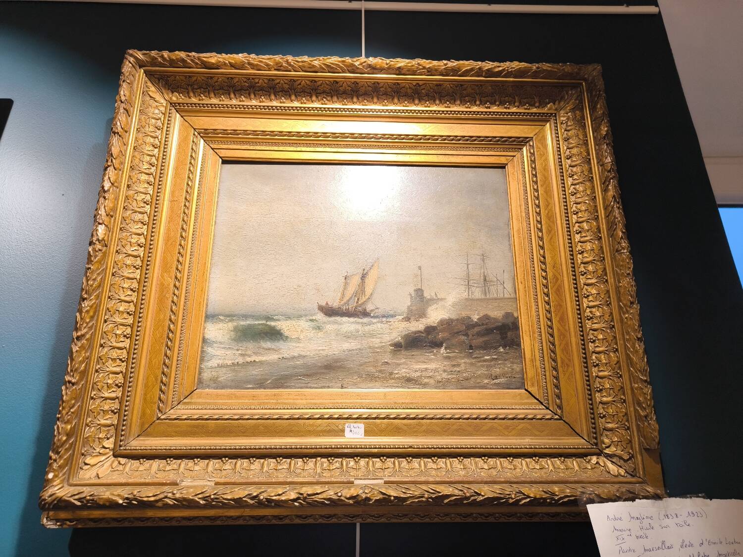 Oil on canvas, late 19th century, seascape by André Maglione
