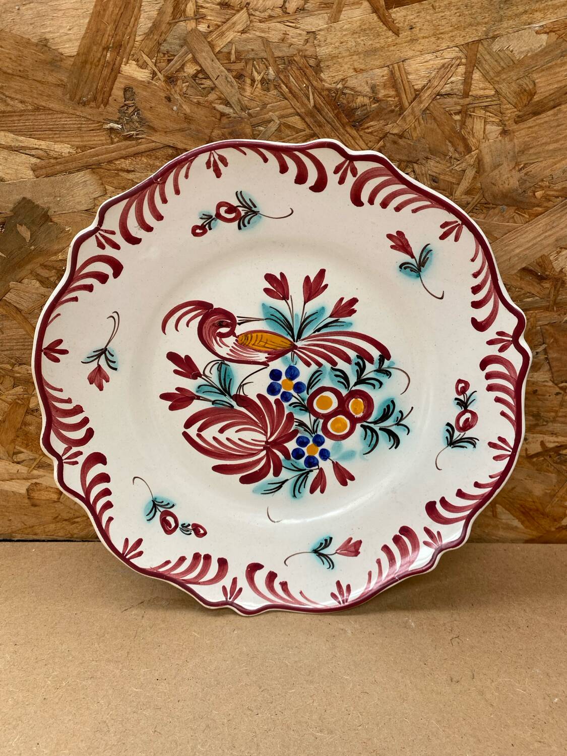 Old Emile Tessier Ceramic Plate Vintage Bird Decor