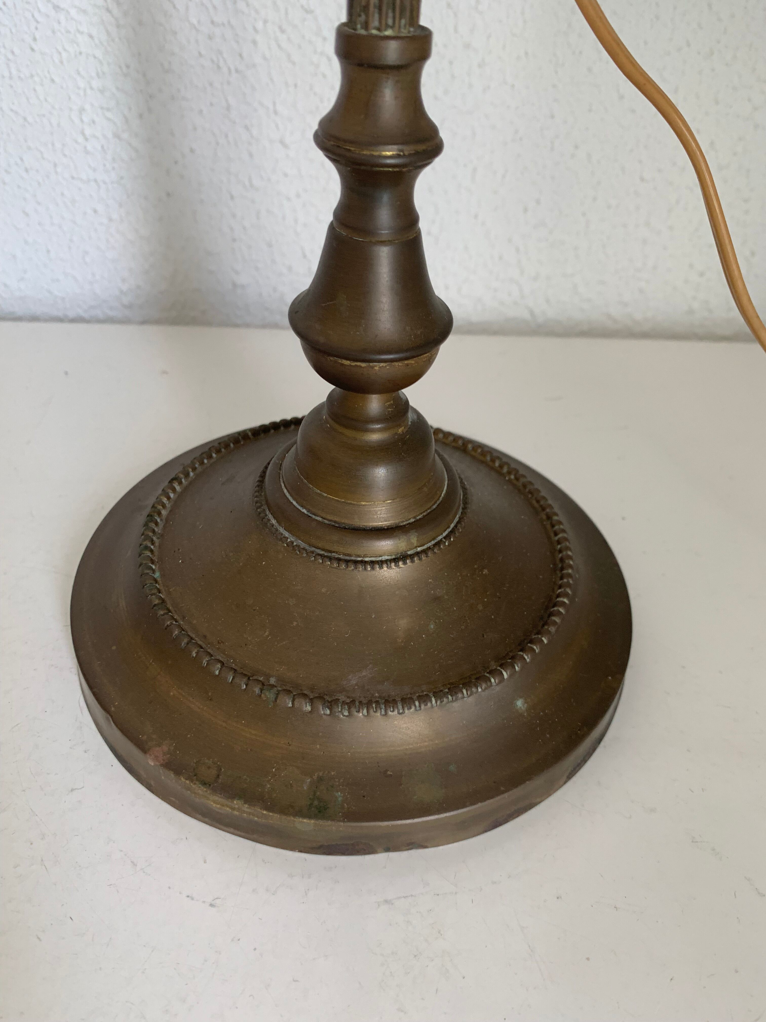 Vintage lamp 1900 celadon jeweler workshop brass - 56 cm