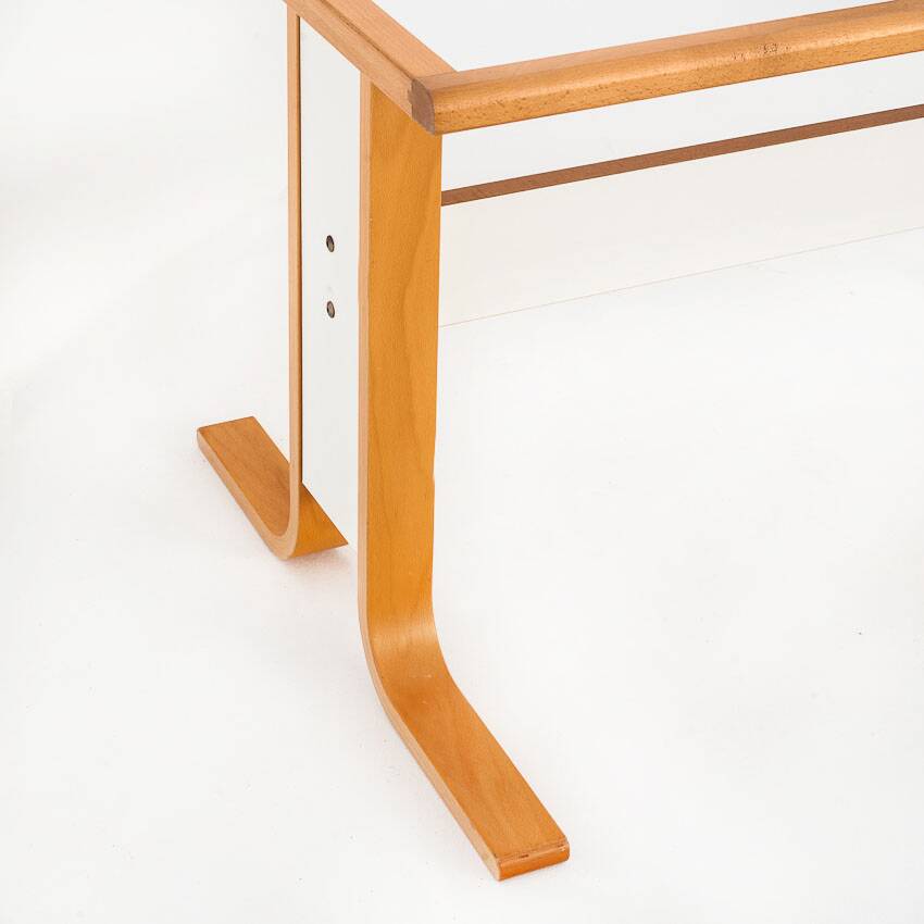 Vintage Scandinavian beech table with extension. Sweden, 1980s.