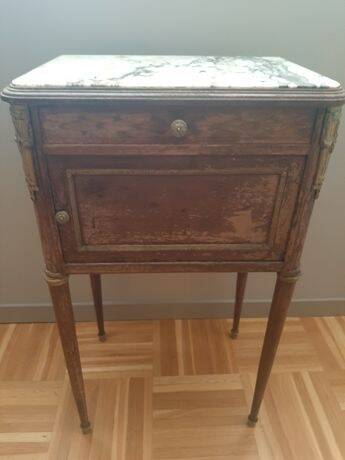 Wood and marble bedside table