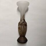 Art Deco glass paste vase signed Macau, Gallé inspiration, plant decoration