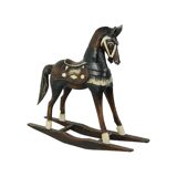Cheval à bascule en bois, France 1970
