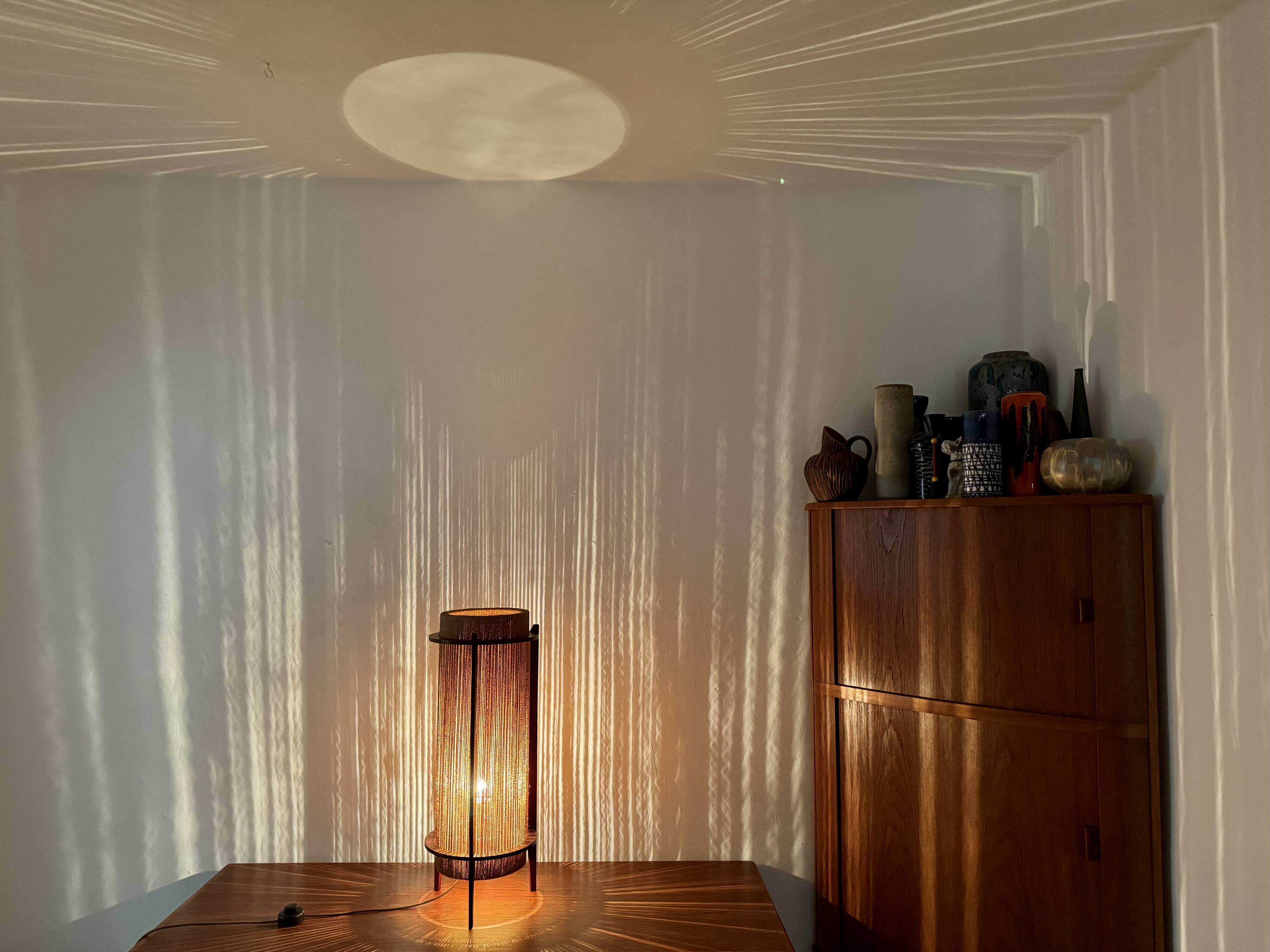 Danish Sisal and Teak Floor or Table Lamp by Ib Fabiansen for Fog and Morup
