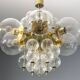 Lustre en laiton et verre du milieu du siècle, Europe, années 1960