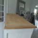 Parisian buffet patinated grey pearl powdery white, wood top waxed finish