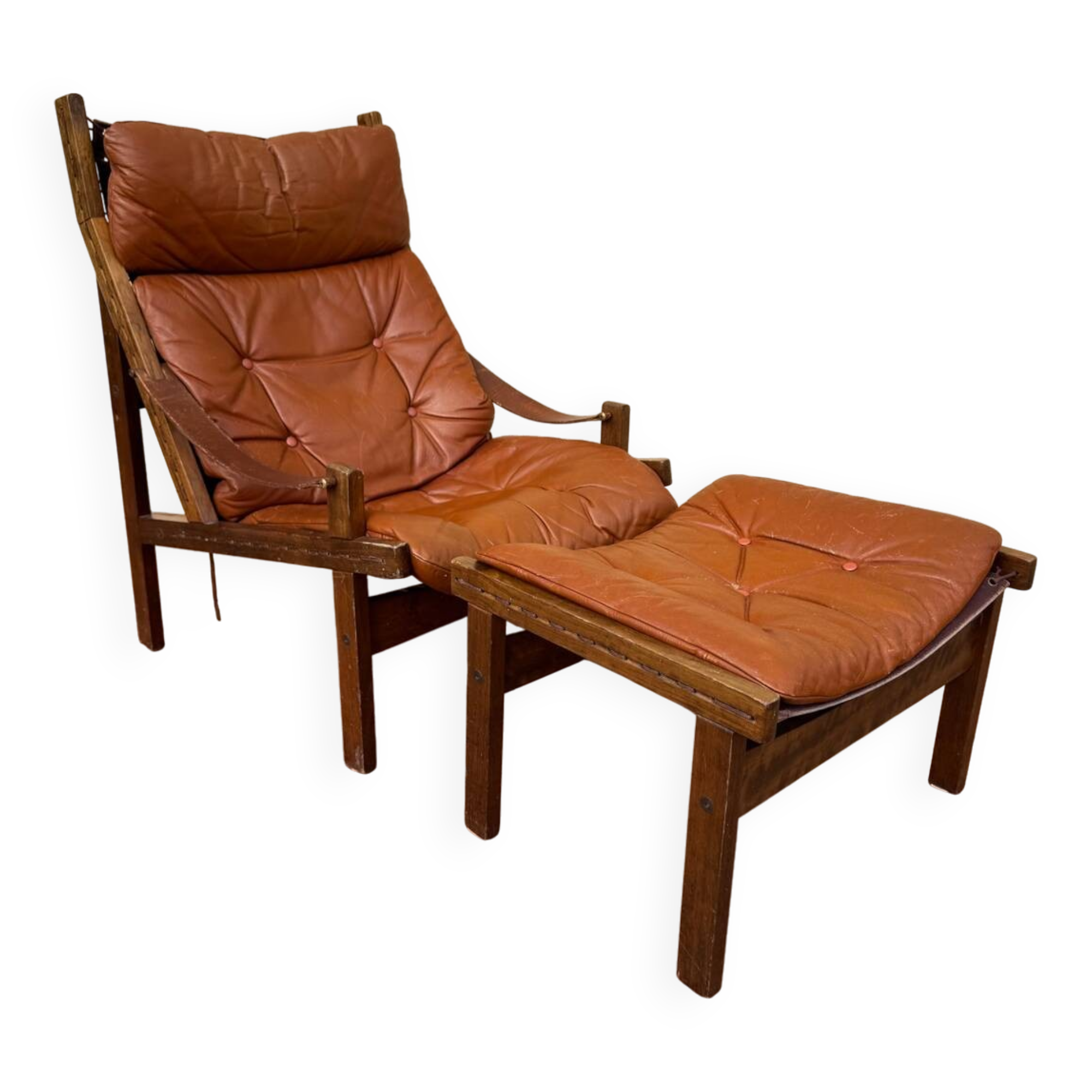 Fauteuil vintage « Hunter » avec ottoman par Torbjørn Afdal, années 1960, Norvège