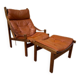 Fauteuil vintage « Hunter » avec ottoman par Torbjørn Afdal, années 1960, Norvège