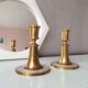 Set of 2 brass candle holders with mother-of-pearl, 1970s