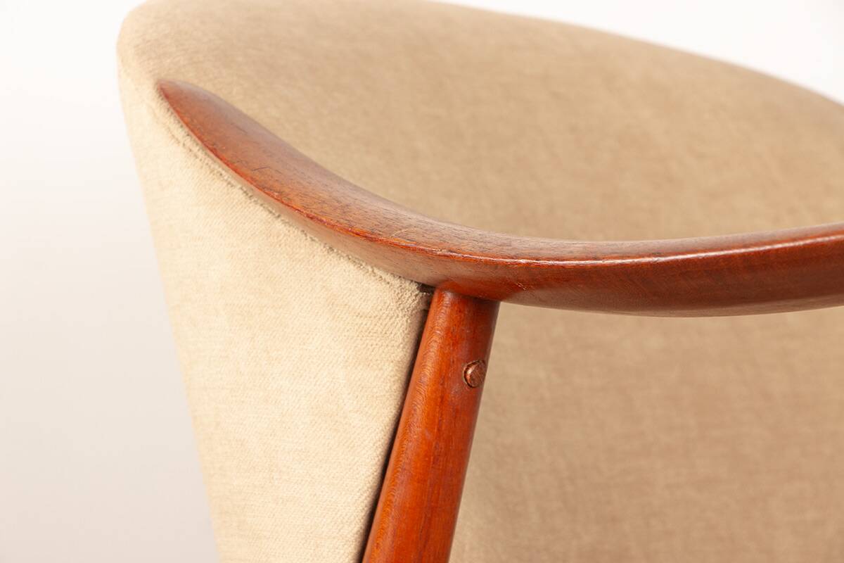 2 Scandinavian armchairs in teak and fabric, new Tyrol model, Gerhard Berg.