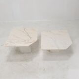 Set of 2 italian marble side tables, 1980's