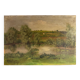 Antique painting, landscape with pond, signed and dated 1895