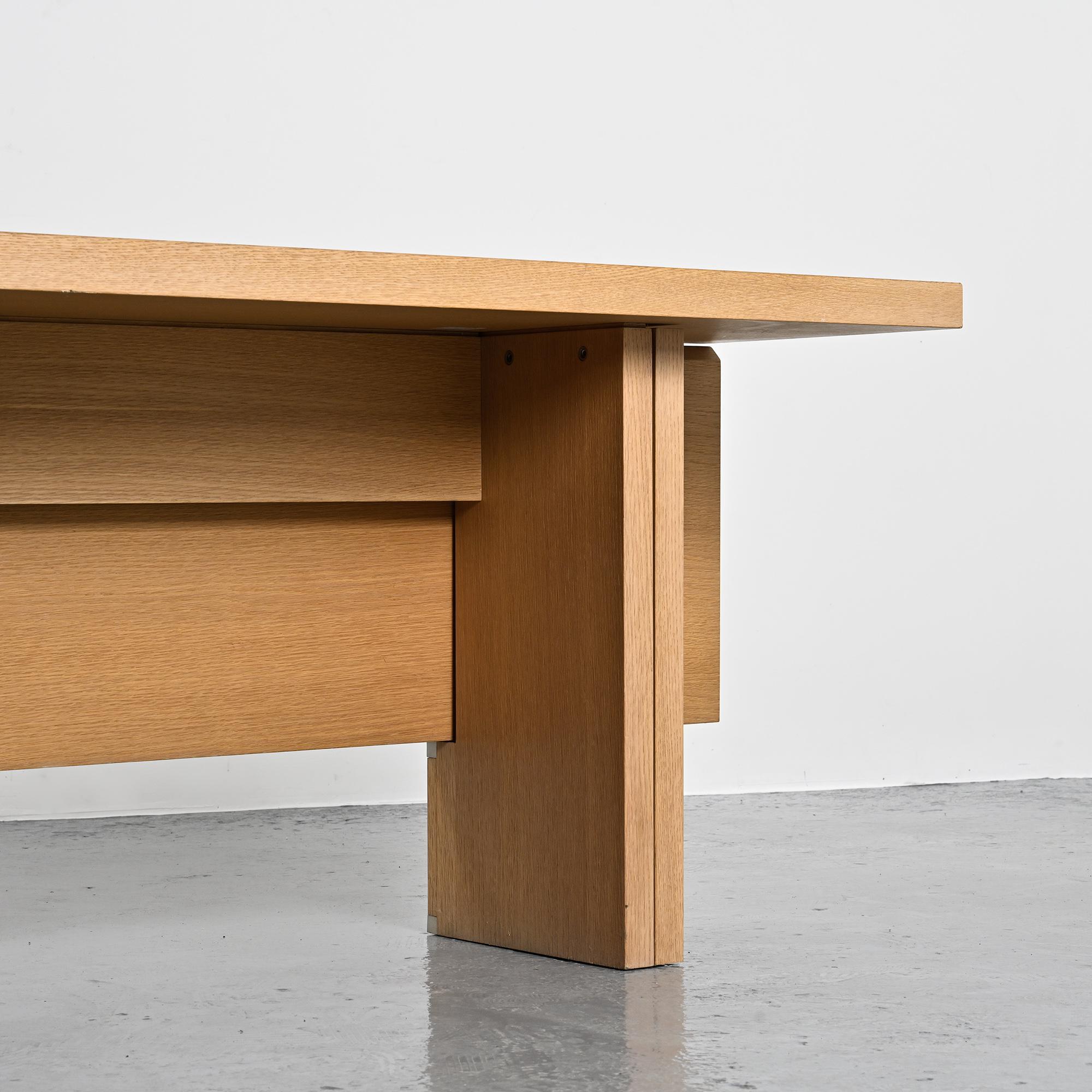 Console extensible dining table in cerused wood, 20th century
