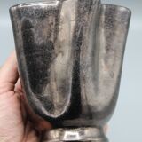 Vase vintage ceramique jaune et noir design annees 50 60