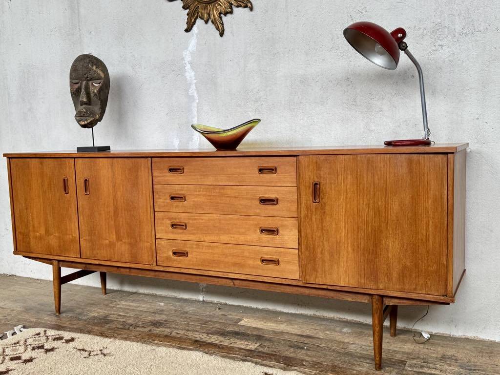 Teak sideboard 220 cm 3 doors 4 drawers 1960