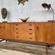Teak sideboard 220 cm 3 doors 4 drawers 1960