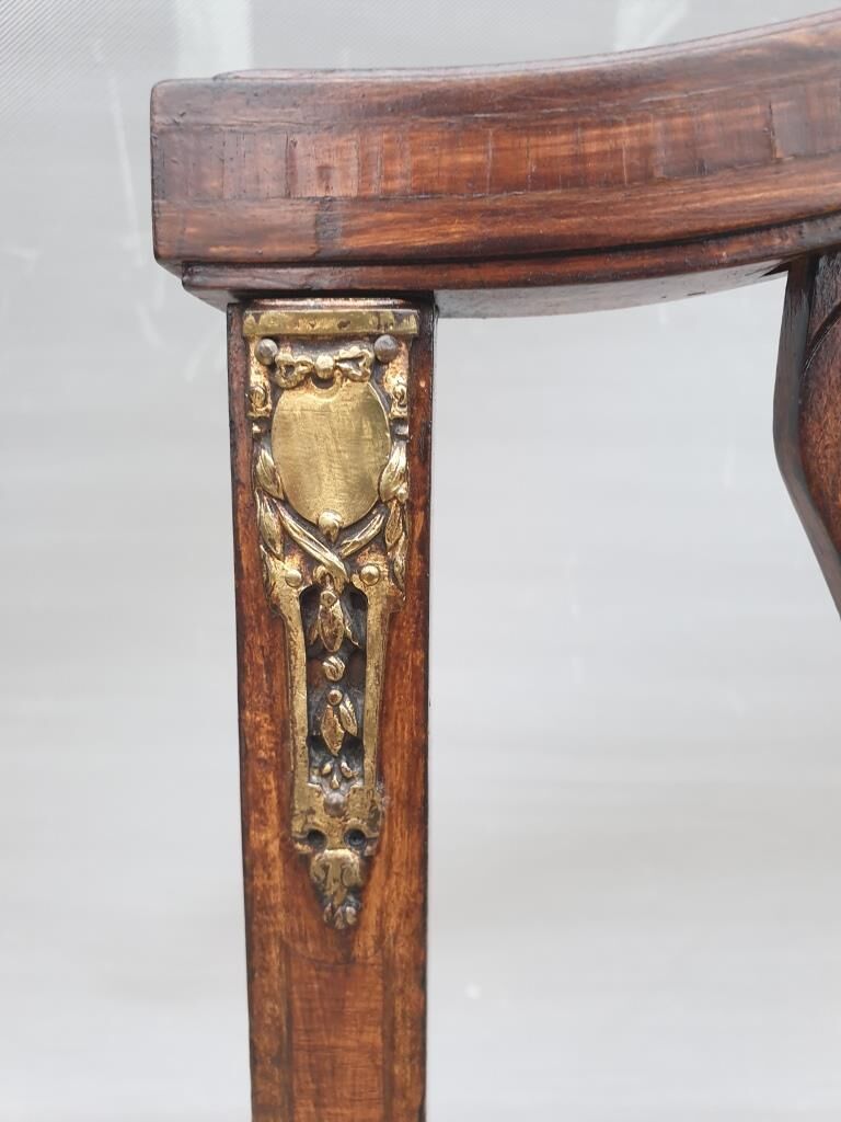 Chair canned 1900 marquetry and bronze louis XVI style