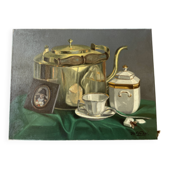 Oil painting on canvas jb maurice vecker (1896-1998) still life