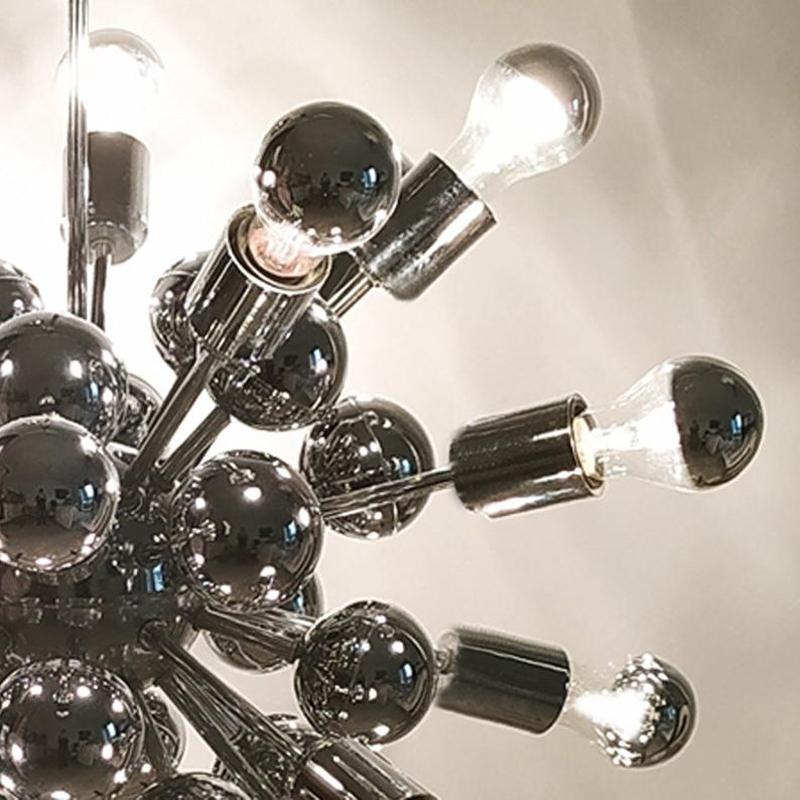 Chandelier sputnik by goffredo reggiani in chrome, made in italy 1970