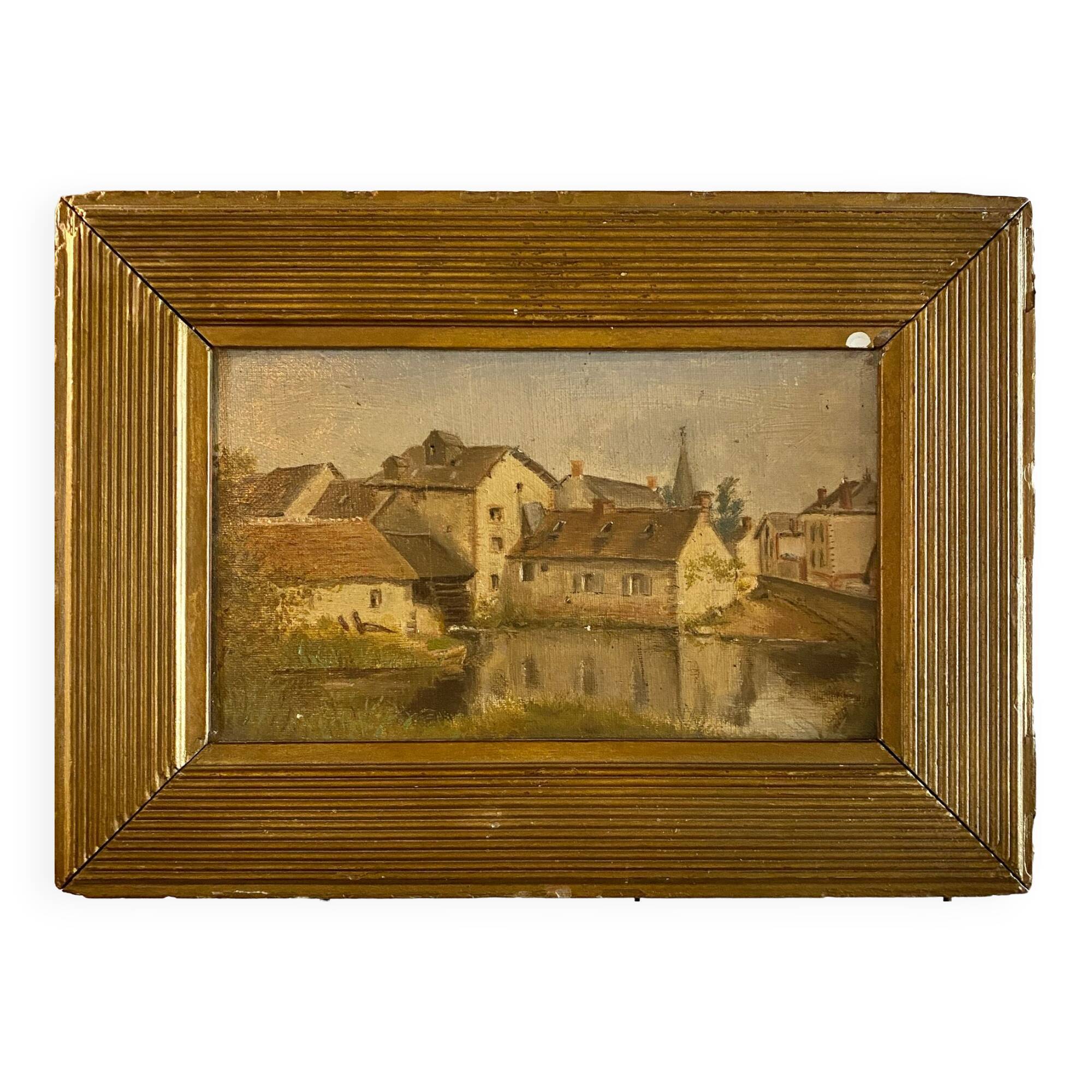 Oil on canvas representing a mill