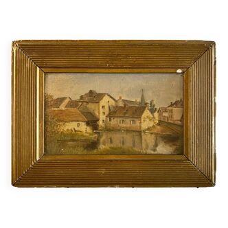 Oil on canvas representing a mill