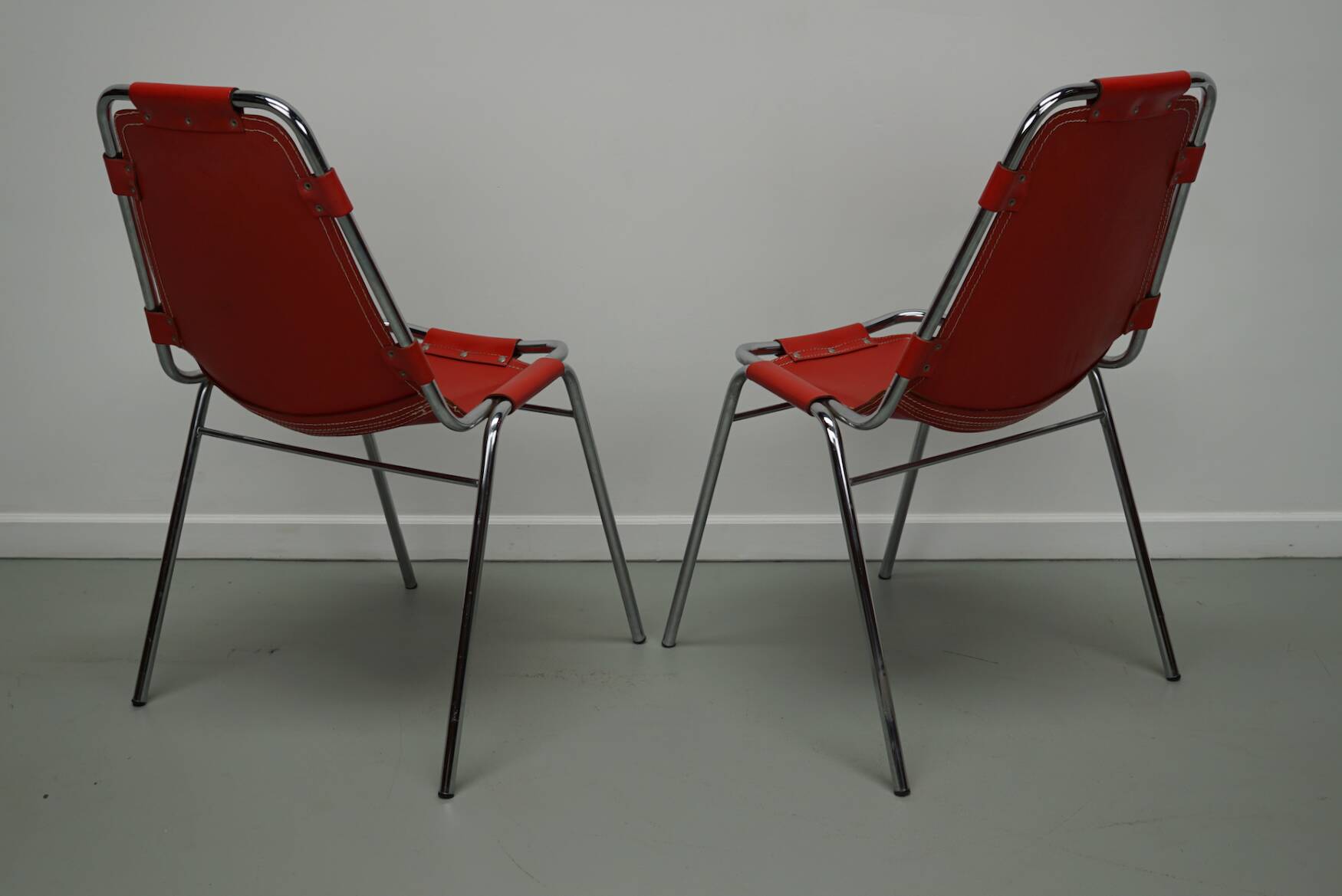 Set of Two Red Chairs by Dalvera for Les Arcs, 1960s