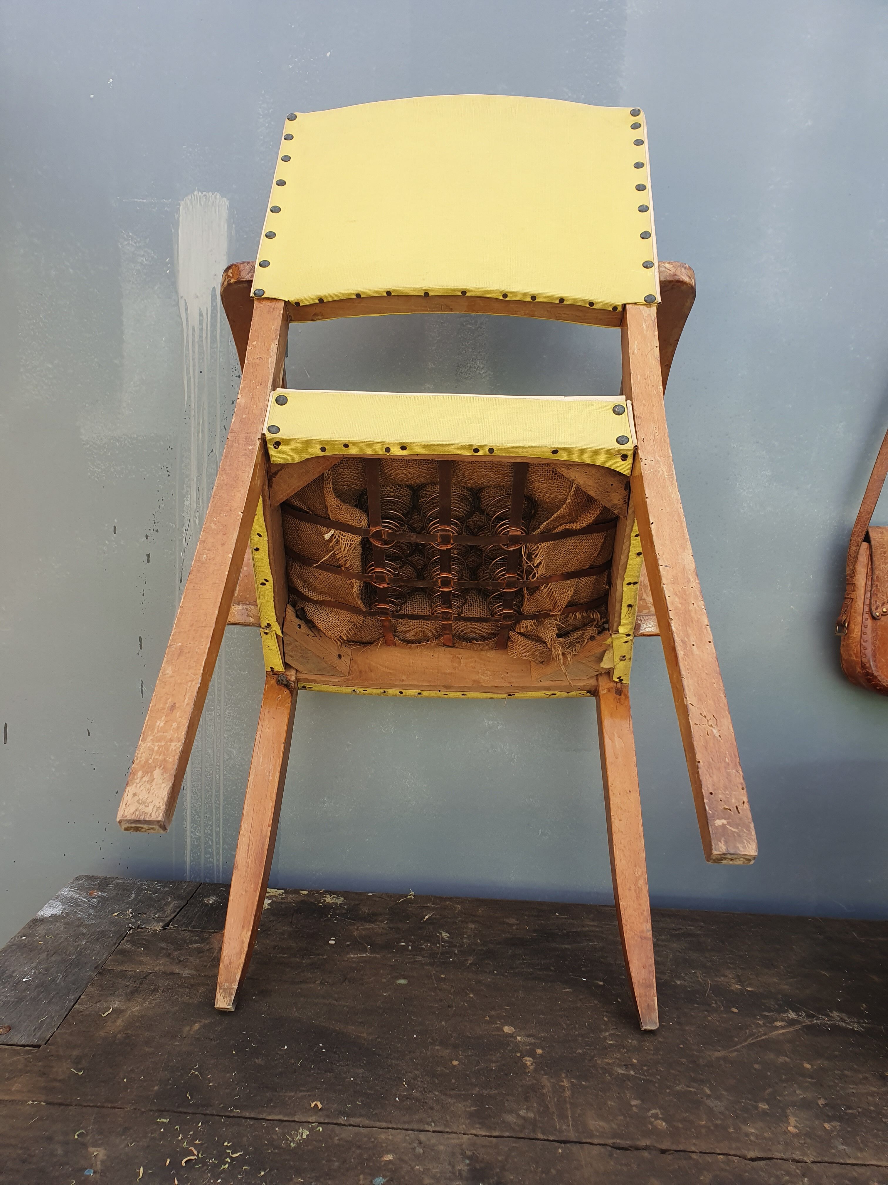Yellow skai armchair